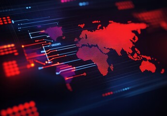 Poster - Abstract global network concept with world map and connection lines