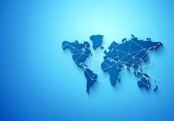 Poster - Abstract global network concept with world map and connection lines