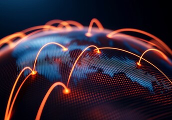 Poster - Abstract global network concept with world map and connection lines