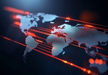 Poster - Abstract global network concept with world map and connection lines