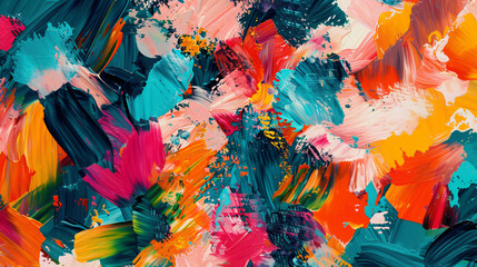 Aufkleber - Abstract oil painting background with expressive brushstrokes creating a vibrant and energetic mood
