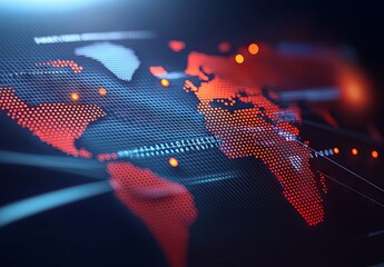 Poster - Abstract global network concept with world map and connection lines