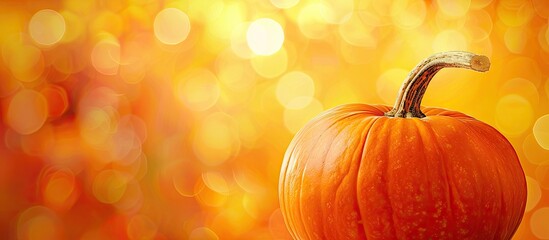 Wall Mural - Pumpkin on a blurry background with room for text or image. Creative banner. Copyspace image