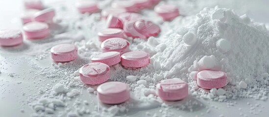 Aufkleber - Drug poured on a white surface in a photo with ample copy space image