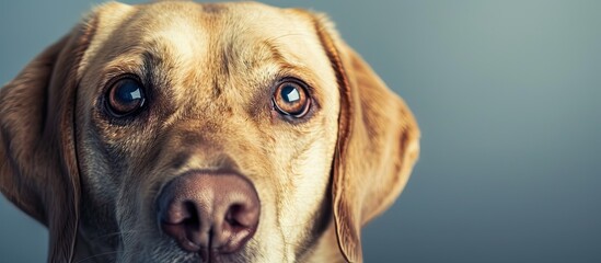 Sticker - Sorrowful dog staring with big eyes against a copy space image