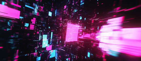 Poster - AI Rendered No Signal Text with Technological Glitch Effects and Screen Distortions