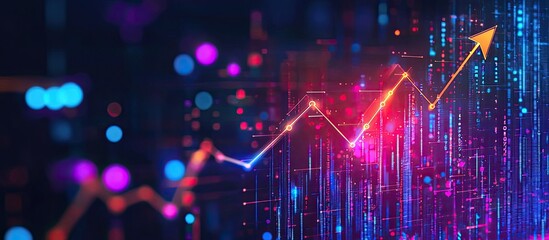 Poster - Dynamic Growth Arrow Graph Illustrating Business Success and Financial Strategy in a Digital Investment Landscape
