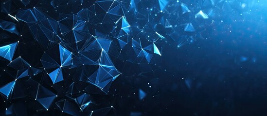 Poster - Futuristic Abstract Design Featuring Polygonal Shapes on a Dark Blue Background A Digital Technology Concept AI Illustration