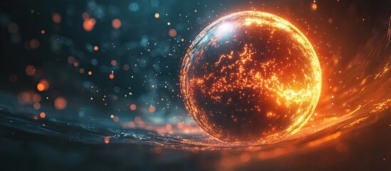 Aufkleber - Illuminated AI particle sphere in a cosmic setting Abstract representation of technology science engineering and artificial intelligence Futuristic energy orb design