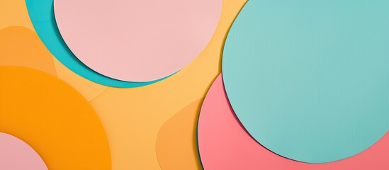 Leinwandbilder - Pastel toned minimal shapes background design on colored paper with copy space image