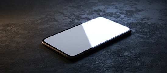 Poster - Modern smartphone with a blank display on a dark surface highlighting innovative technology design rendered in AI against a dark backdrop