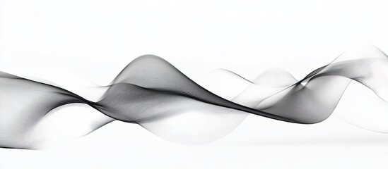 Poster - Monochrome Wave Lines Creating an Abstract Background on White Modern Technology Aesthetic