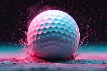Aufkleber - Futuristic illustration of a golf ball in motion with vibrant colors and high fidelity detail