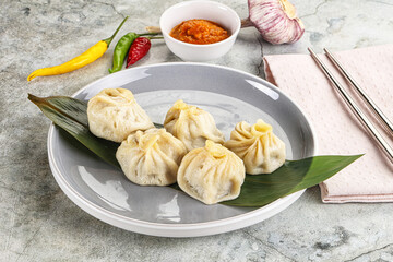 Wall Mural - Chinese traditional steamed dumpligs momo