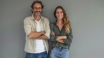 Wall Mural - A man and a woman smiling