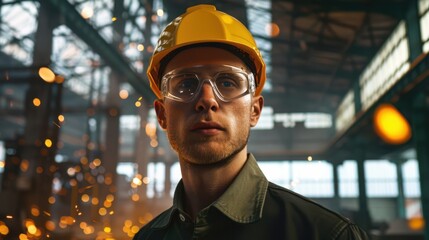 Canvas Print - The factory worker in safety gear