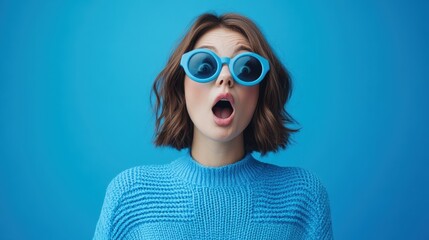 Canvas Print - The surprised woman in sunglasses