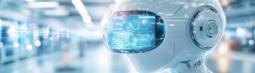 Poster - The futuristic vision of a tech startup, with advanced AI and robotics, representing the high stakes of technology investments, captured in magazine photography