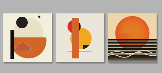 Poster - Abstract geometric background design collection for wall decoration, postcard or brochure cover design. Minimalist geometric design with simple shapes and elements. Modern artistic vector
