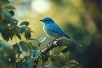 Poster - Blue bird on tree branch