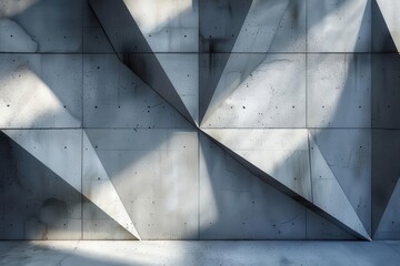 Wall Mural - abstract 3d composition with concrete textured triangles dramatic shadows minimalist geometric forms industrial aesthetic with architectural feel