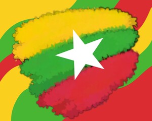 Canvas Print - myanmar flag spray paint with country flag color background