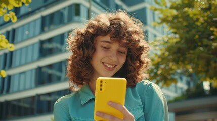 Sticker - The woman with yellow phone