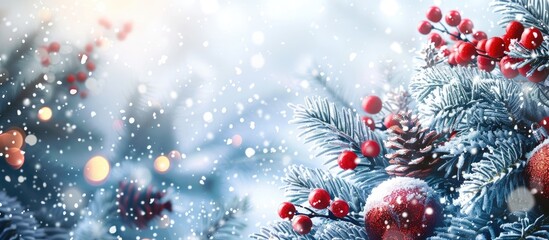 Poster - Bright winter holiday composition for Christmas and New Year with a copy space image