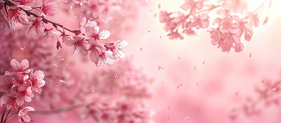 Fototapete - Spring cherry blossom background with space for text in the image. copy space available