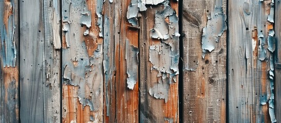 Fototapete - Old weathered wooden walls have been damaged by termites creating a rustic background design with wooden planks and boards Copy space image