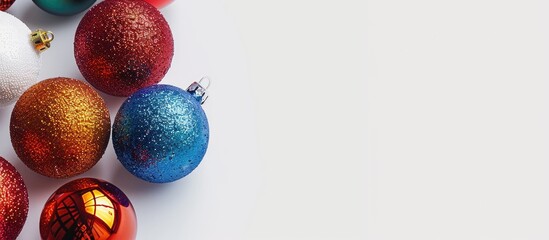 Poster - White background with Christmas balls providing copy space image