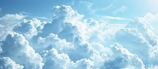 Poster - Cloudscape background with a blue sky filled with white fluffy clouds ideal for a copy space image