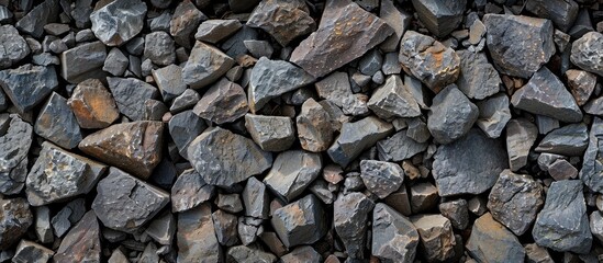 Leinwandbilder - Close up image of texture on railway stones with copy space image