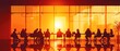 © Zahfran - Office team meeting, silhouettes of company employees and coworkers sitting around the table