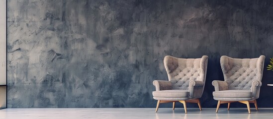 Aufkleber - Modern apartment design featuring two armchairs with copy space image unoccupied