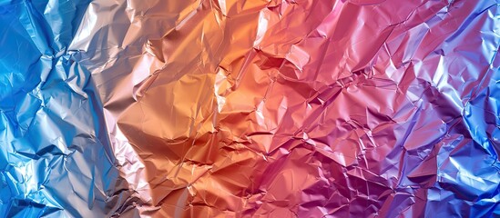Aufkleber - Crumpled foil texture with colored reflection resembling shiny crumpled paper Perfect for a project needing a copy space image