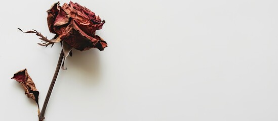 Aufkleber - Dried rose on white background with copy space image