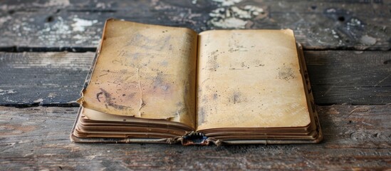 Fototapete - A thoughtful gift with inspiring messages and copy space image for personalization in a notebook for learning and creativity