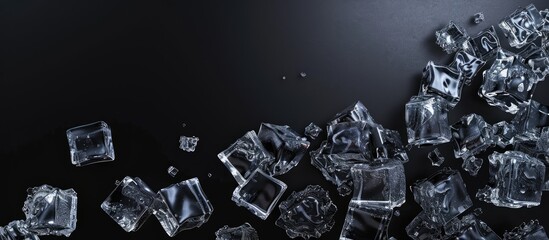 Poster - Black background with ice crystal cubes creating a copy space image for text or design