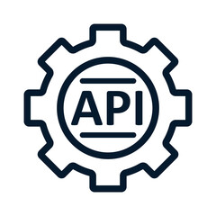 Poster - API. Vector linear icon isolated on white background.