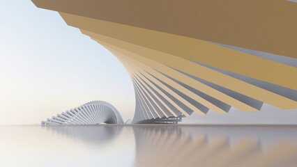 Aufkleber - Futuristic white architecture background 3d render