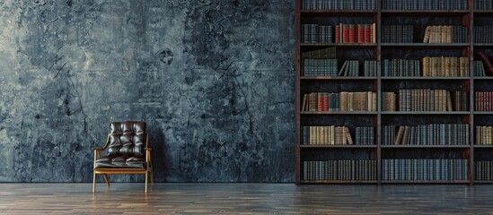 Leinwandbilder - Empty bookshelf and grey wall offering a versatile copy space image to showcase products or mock designs