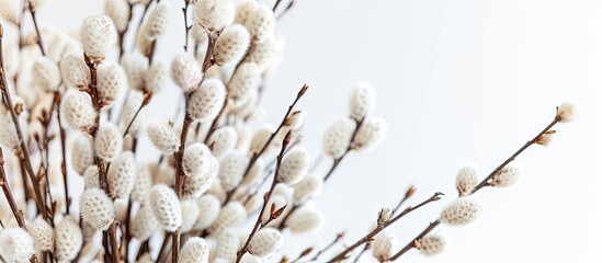 Aufkleber - Easter themed bouquet of pussy willow twigs on a white background with copy space image isolated in a close up shot