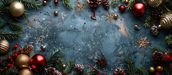 Aufkleber - Beautiful Christmas decorations set against copy space image for a festive holiday card