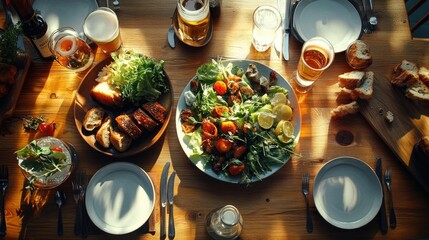 Food Table with Dishes