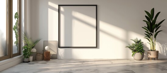 Poster - Wall mounted frame with black outline offering ample copy space image