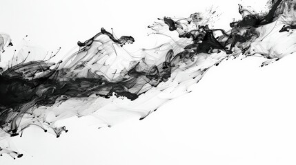 Poster - The image showcases a mesmerizing flow of black ink, intertwining in elegant, abstract patterns, creating a captivating and visually striking art piece with fluid movement.