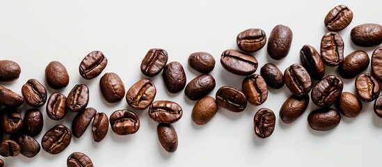 Aufkleber - Coffee beans displayed elegantly on a white backdrop providing a perfect copy space image