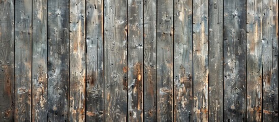 Poster - Front view of an old weathered wooden wall displaying a retro vintage cracked texture with gaps between boards suitable for copy space image