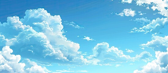 Aufkleber - Beautiful blue sky with fluffy clouds perfect for a copy space image